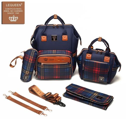 LEQUEEN 8TH GENERATION NEW BLUE CAROHAT GOLD SET مجموعه ليكوين الجيل الثامن جديد كاروهات ازرق - ذهبي